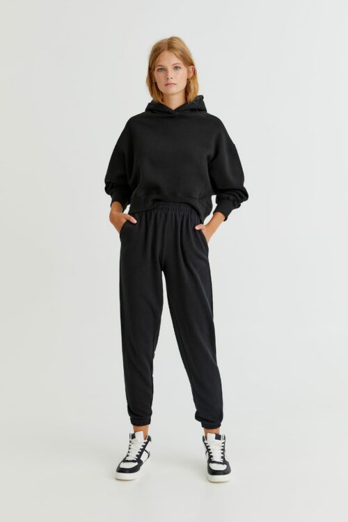 Basic Colored Sweatpants With Elastic Hems